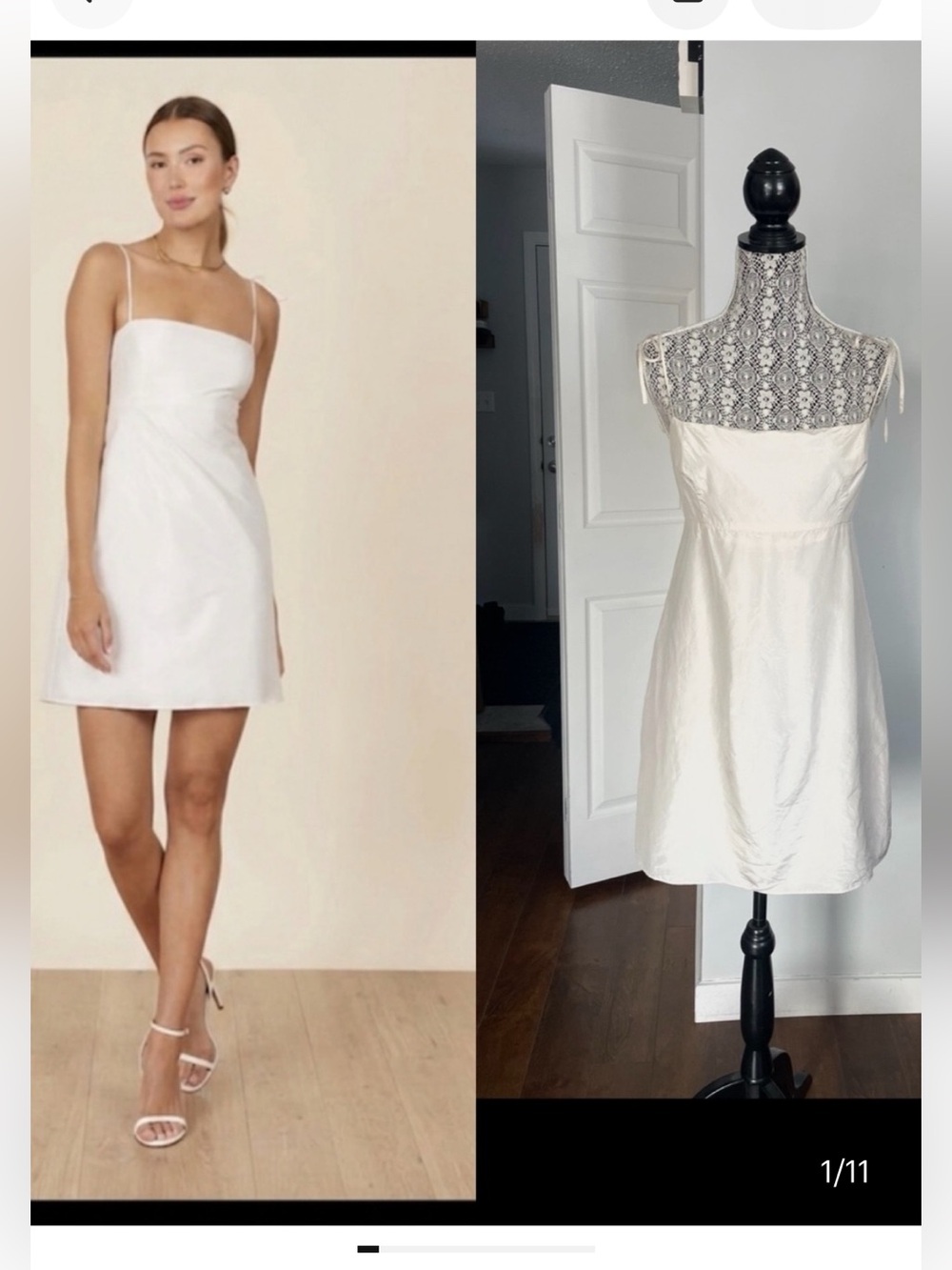 NWT XL 100% Silk Park & Fifth Greenwich Mini Dress. Off White Taffeta